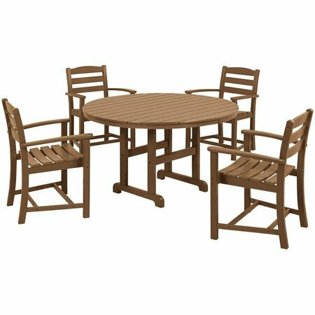 POLYWOOD La Casa Cafe 5-Piece Teak Dining Set with 4 Arm Chairs 633PWS1321TE
